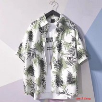 puildaug 여름 남성 인쇄 큰 반팔 셔츠 해변 빠른 건조 느슨한 셔츠 하와이 해변 휴가 여행 의류