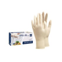 파우더 프리 다양한 작업 백색 Myung Jin 라텍스 다용도 장갑 100개입, 중, 중(M)