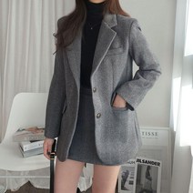 드류 SET 겨울 헤링본 울 자켓 스커트 셋업 투피스