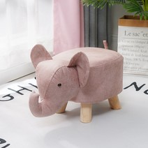 작은 벤치 원목 벤치의자 거실 나무 벤치소파 인테리어 패브릭 어린이 고무나무, 핑크 코끼리 - 탈부착 및 세탁 가능
