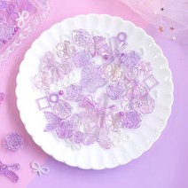 데코덴 파츠 랜덤 믹스 50g 세트 대용량 탑꾸 만들기 재료 꾸미기, 보라 오로라