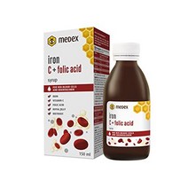 Medex Iron C   엽산 시럽 74 꿀 베이스 - 142g 병에 든 꿀 우수한 향 비타민 C 엽산 로얄젤리 프로폴리스 비트 주스 150ml