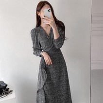 맥시 롱원피스 봄여성 블링블링 쉬폰플라워 드레스