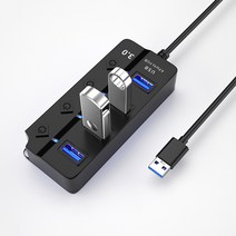 루윈 4포트 유전원 USB3.0 허브, 블랙