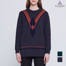 올리비아로렌 아울렛 이월 겨울 아가일 포인트 니트 풀오버 VVCBLVW9216