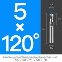 스폿 드릴 60 90 120 0.5-20mm 밀링 스텁 시작 위치 센터 비트 CNC 라우터 커터 초경 엔드 밀, For Aluminum, D5XR120X50L, D5XR120X50L