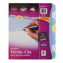 Avery : Translucent Multicolor Write-On Dividers Eight-Tab Letter Five Sets per Pack -:- Sold as, 1