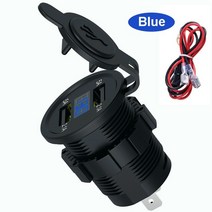 주행충전기 완속충전기 자동차 배터리 충전기 전자 듀얼 usb 12v 24v 보트 오토바이 담배 라이터 소켓 전원 플러그, 푸른
