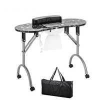 캠핑 테이블 나들이 차박 1인용 식탁 foldable mani desk for home 뷰티 살롱 with 손목 쿠션 팬 집진기 바퀴 캐리 가방 매니큐어 테이블 네일 스테이션, 협력사, 블랙 220v