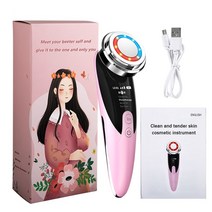 ems 얼굴 마사지 피부 회춘 led 페이셜 리프팅 뷰티 진동 주름 제거 rf 무선 주파수 스킨 케어 도구, 분홍
