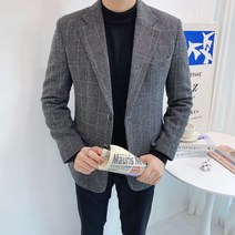 로옌 체크 블레이져 싱글 모직자켓(SAIT)