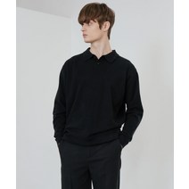 굿라이프웍스 카라 버튼 브이넥 니트 블랙
