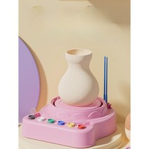 미니물레 미니 소형 도예 핸드메이드 도자기 점토그릇 가정용 만들기 물레 도자기공예, 블루콤비도기2봉공구물감작은꽃8송이