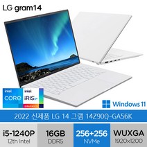 2022 LG 그램14 14Z90Q-GA56K 고성능 가벼운 동영상 재택근무 휴대성 미개봉 LG노트북, WIN11 Home, 16GB, 512GB, 코어i5, 스노우화이트