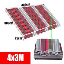 현관캐노피 창문 차양막 비가림 처마 공사 전망대 야외 방수 텔레스코픽 안뜰 커튼 천에 대한 스트라이프 레드 컬러 교체 캐노피, 4x3M