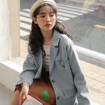 Baiwife 조신형 학원풍 디자인 감각 작은 키 양복 상의 헐렁한 캐주얼 양복 외투녀