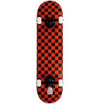 Krown Rookie Checker Skateboard - Pro Style Quality Maple 7-Ply Deck Aluminum Trucks Urethane Wheels, Black/Red, 7.75, 7.75