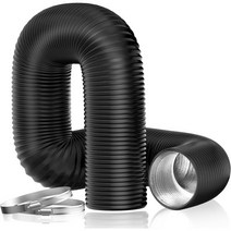 스파이럴덕트 건조기 벤트 호스 2개의 덕트 클램프가 있는 4' 절연 플렉시블 덕트 16FT HVAC 환기용 헤비 듀티 3중 보호 덕트 팬 시스템, 4 x 16피트
