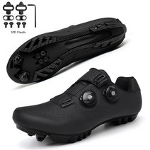 싸이클 슈즈 신발 남녀공용 사이클링 스니커즈 플랫 슈즈 클리트 자동 잠금, 없음, MTB black cleats+36