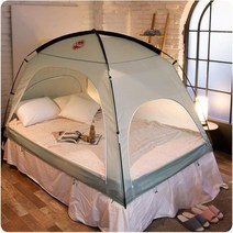 DDASUMI 바닥이 없는 더블침대용 웜텐트 원터치AUTO 설치 분해까지 10초, Mint, Mint