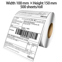 휴대용프린터 핸드 프린터 미니 라벨기 4x6 감열 라벨 용지 100x150mm 500 매스택 접착 스티커 열 DHL UPS, 02 500 Pcs Roll