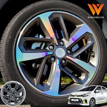 (윈썸카) 올뉴 모닝 용품 휠 홀로그램 스티커 14인치 꾸미기, 헤어라인블랙