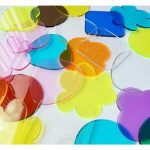칼라아크릴 티코스터 컵받침 다양한칼라 원형, 보라