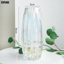 DFMEI 유리 꽃꽂이 오브제 이케아꽃병 다이소, D타입 화이트+핑크꽃