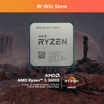 AMD Ryzen 5 3600X 3.8 GHz 6 코어 12 스레드 CPU 프로세서 7NM L3 = 32M 000000022 소켓 팬 없음, 한개옵션0