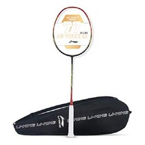 Li-Ning Air Force 77 G2 탄소 섬유 스트링 배드민턴 라켓 무료 풀 커버 (블랙 / 블루 1 세트), 블랙/레드, 묶이지 않음