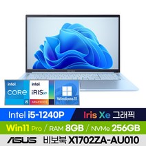 ASUS 비보북 17 X1702ZA-AU010 17인치 비즈니스 학습용 업무용 사무용 노트북 (코어i5-1240P/Iris Xe), 윈도우 포함, 8GB, 256GB, 코어i5, 아이스라이트 실버