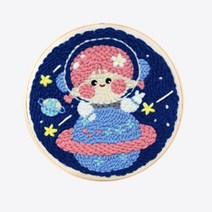 펀치 니들 DIY 만들기 원형 키트, 05_하늘과 구름, PH194.우주 여행 소녀