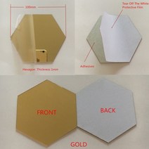 인테리어 욕실 화장대 명품 럭셔리 거울 팔각 원형 10pcs 직경 100x1mm 아크릴, 금 육각형 adh