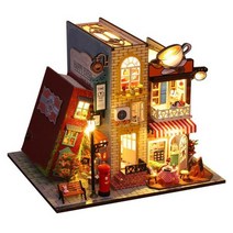 DIY 책꽂이 미니어쳐 취미 인테리어 북DIY 도서 구석 나무 키트 가구 커피 가게 포함 미니어처 조립 북장난감 여아 선물, A only dollhouse