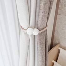 철썩자석 진주구슬 커튼집게 타이백 마그네틱 자석 후사고리 커튼묶기 고정 장식 끈, C. 라이트베이지