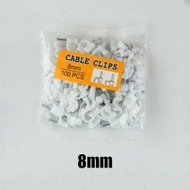 100pcs 라운드 케이블 와이어 클립 4mm 6mm 8mm 10mm 케이블 관리 rg6 cat6 rj45 전기 와이어 코드 타이 홀더 원형 케이블 클립, 8mm 100개
