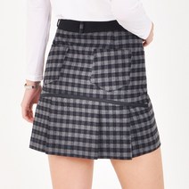 BMU UF-90 그레이 작은 사각 체크 가을 겨울 모직 스판 랩 스커트 골프치마 큐롯치마 캐쥬얼치마 단체복 빅사이즈 세트 여성골프웨어