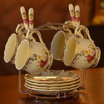 고급 명품 커피잔 찻잔 새로운 46 유럽 커피 컵 세트 스타일 우아한 세라믹 오후 차 생일, European-style+ 4 pcs sea flow