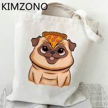 쇼핑백 퍼그 쇼핑 가방 bolsas de tela bolsa 재사용 가능한 캔버스 식료품 bolso 토트 백 cabas shoping ecobag, 14.54374