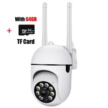 CCTV카메라 무선 실외 강아지 가정용 홈 캠 3mp hd ip 2 4g 5g 와이파이 야간 경 비디오 감시 보안 cctv와 모션 감지 ycc365 plus, 카메라 64g SD 카드