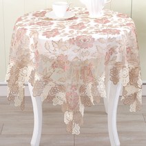 SKANDSALO 유럽레이스식탁보 유럽식 테이블보 패브릭아트 레이스 티테이블커버 덮개천 둥근테이블보 탁상보, T01-금가루 색, C17-135*180cm여섯명 책상