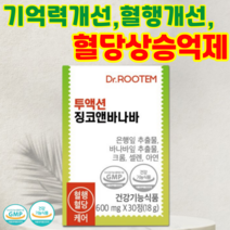 닥터루템 징코앤바나바 투액션 기억력 혈행개선 은행잎 바나바잎 추출물 혈당상승억제, 1개