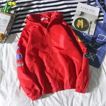 커플점퍼 봄가을 계절 패치워크 코트 남자 BF 하라쥬크 무드 와이드 루즈핏 트렌드 야구복 4095114131, M, 5표시 # 레드