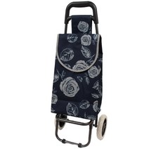 시장바구니캐리어 소형 접이식카트 쇼핑 바퀴달린 핸드 폴딩 가방 구루마 장보기 마트 만능, 1개, 네이비 장미