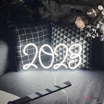 네온간판 LED 네온 사인 벽걸이 방 장식 2023 숫자 조명 재미있는 홈 스토어 게임방 벽 선물, 02 40X20 CM_09 yellow
