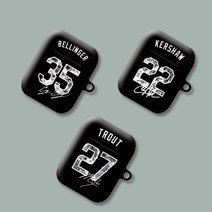 와우박스 주문제작 메이저리그 스페셜 블랙에디션 야구 싸인 유니폼 에어팟 버즈 무선 이어폰 케이스, 무광 하드케이스, 버즈(밑판 검정색)