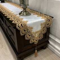 효담상회 예쁜 레이스 식탁보 테이블보 테이블 러너 13종, 40×180(4인용), 13.옐로우 골드