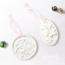 아트랄라 석고장식 (1개) 꽃 석고방향제 실내방향제 석고판 차량용, 02_백합 타원