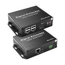 LornCeng 4K HDMI KVM USB 익스텐더 Cat5e/6/7 최대 120m365피트 오버 IP 제로 대기 시간 지원 모든 시스템 플러그 앤 플레이 4 포트 USB2.0, KVM HDMI 4 포트 USB2.0.0 - 120