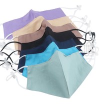 빨아쓰는 면 마스크 천마스크 슬림한 무지타입, 블랙